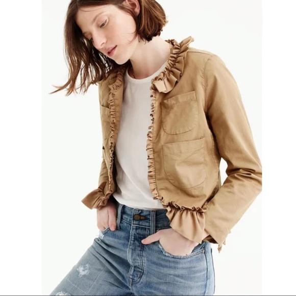 J. Crew Jackets & Blazers - J.Crew Ridge Khaki Ruffle Chino Jacket